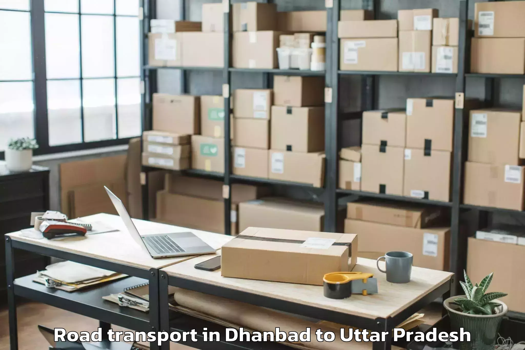 Book Dhanbad to Sasni Road Transport Online